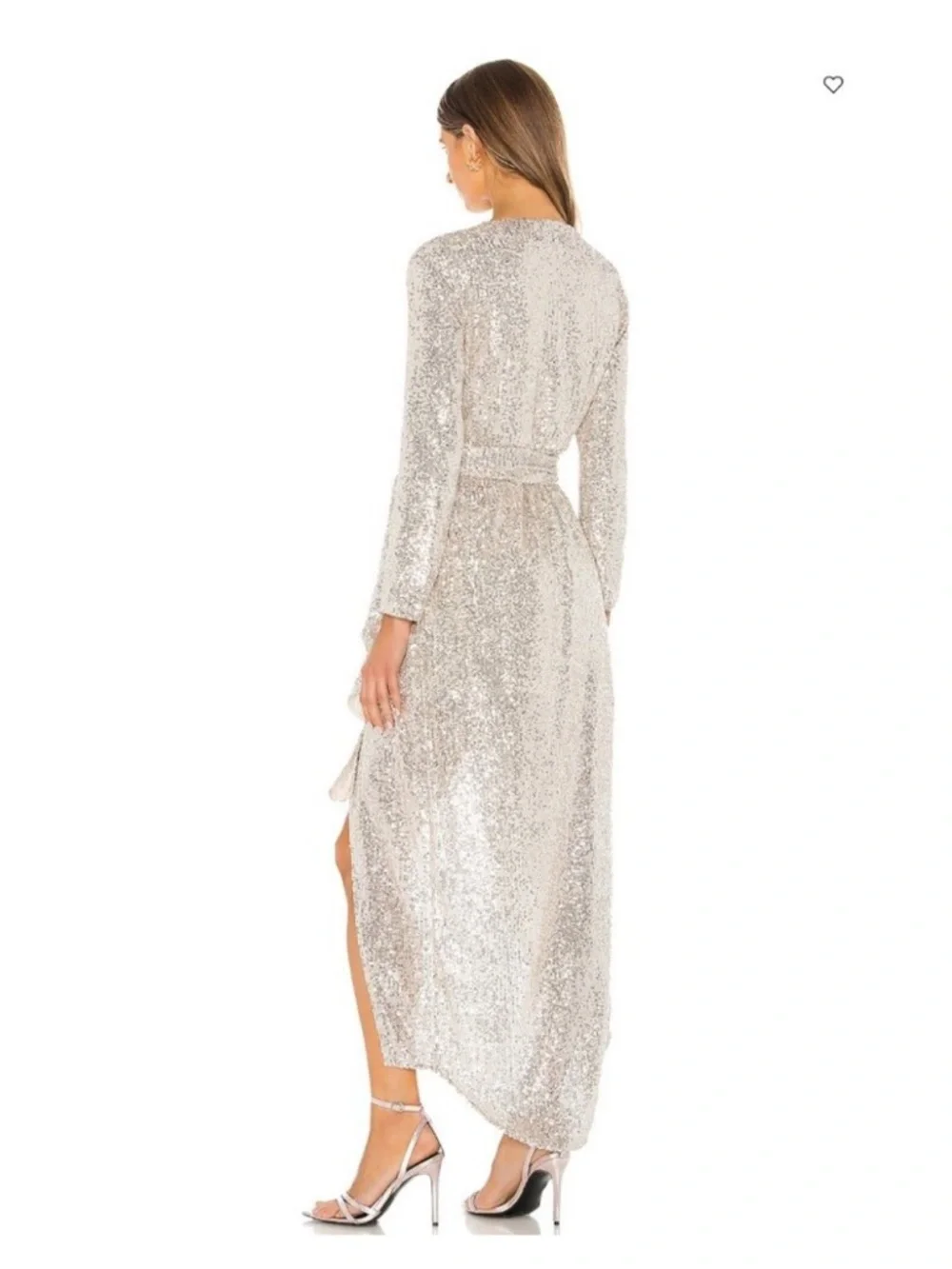 Resa Cher Maxi Wrap Dress Silver Sequins Excellent Size S - Picture 10 of 11